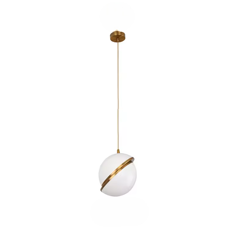 Polar - biała lampa wisząca kula złota