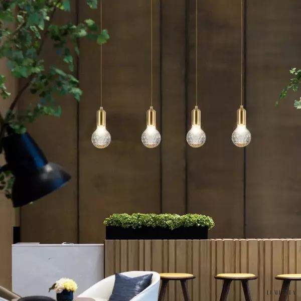 Kryształowa lampa wisząca LED w stylu vintage złota