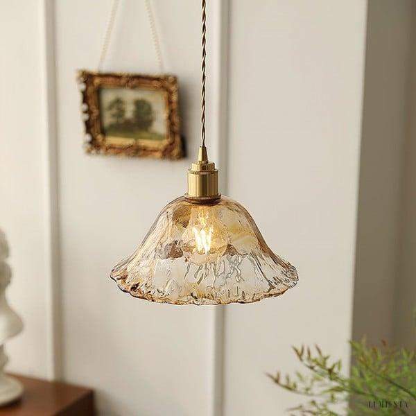 Brązowa Szklana Lampa Wisząca w Stylu Vintage Retro