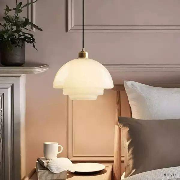 Lampa wisząca szklana mleczna w stylu retro Art Decor