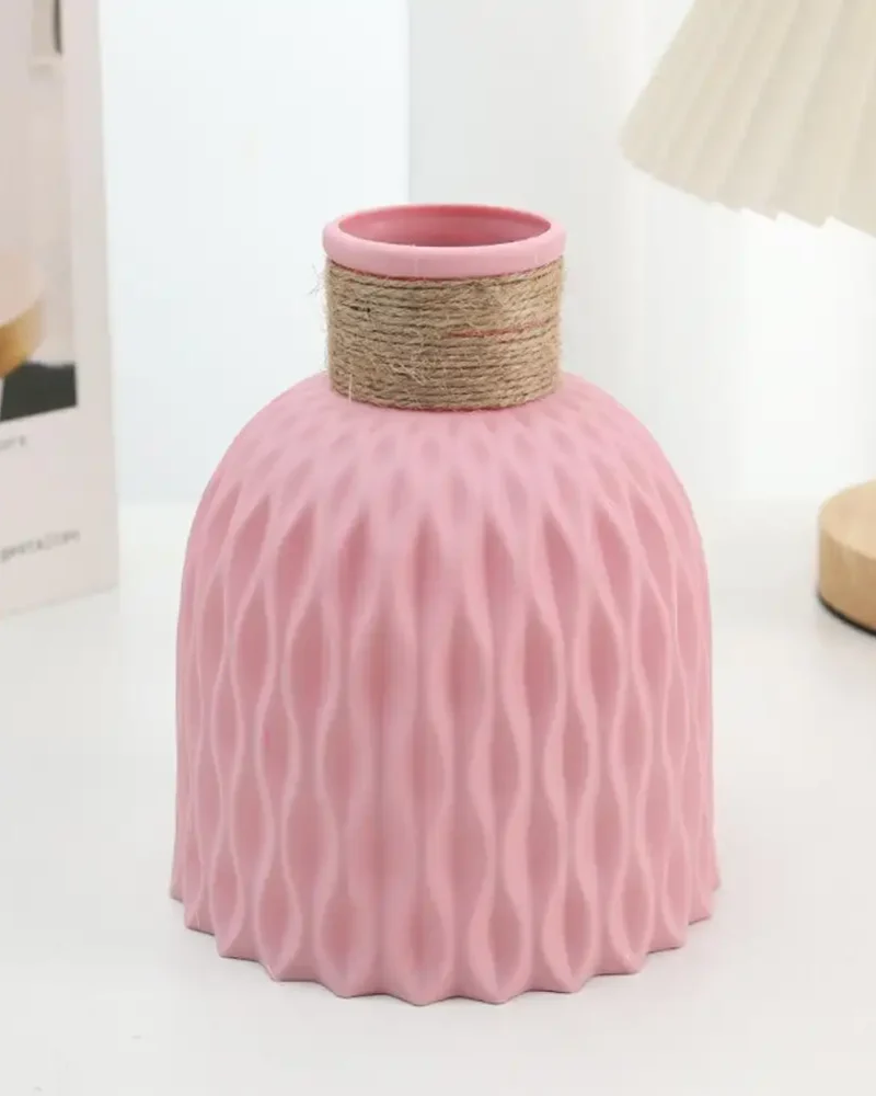 Elegancki Wazon Ceramiczny z Tekstylnym Dekorem