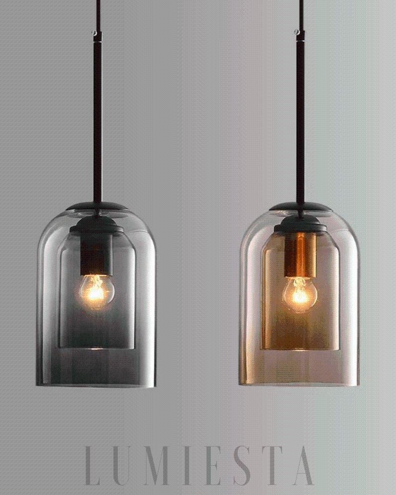 Stylowa lampa wisząca szklana w kształcie klosza do wnętrz