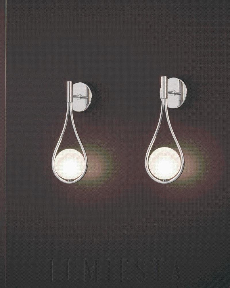 Lampa ścienna w kształcie kropli z okrągłym kloszem