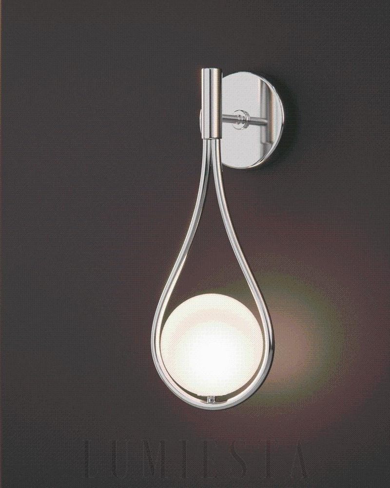 Lampa ścienna w kształcie kropli z okrągłym kloszem