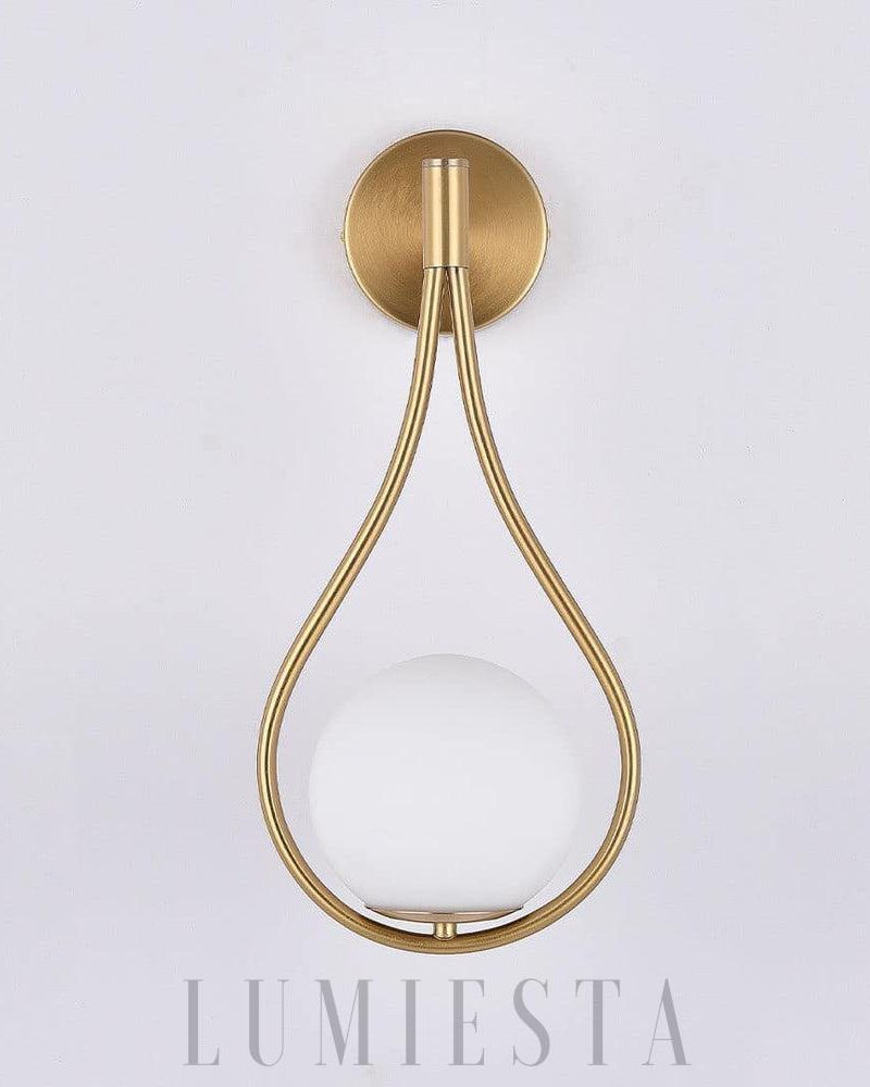 Lampa ścienna w kształcie kropli z okrągłym kloszem