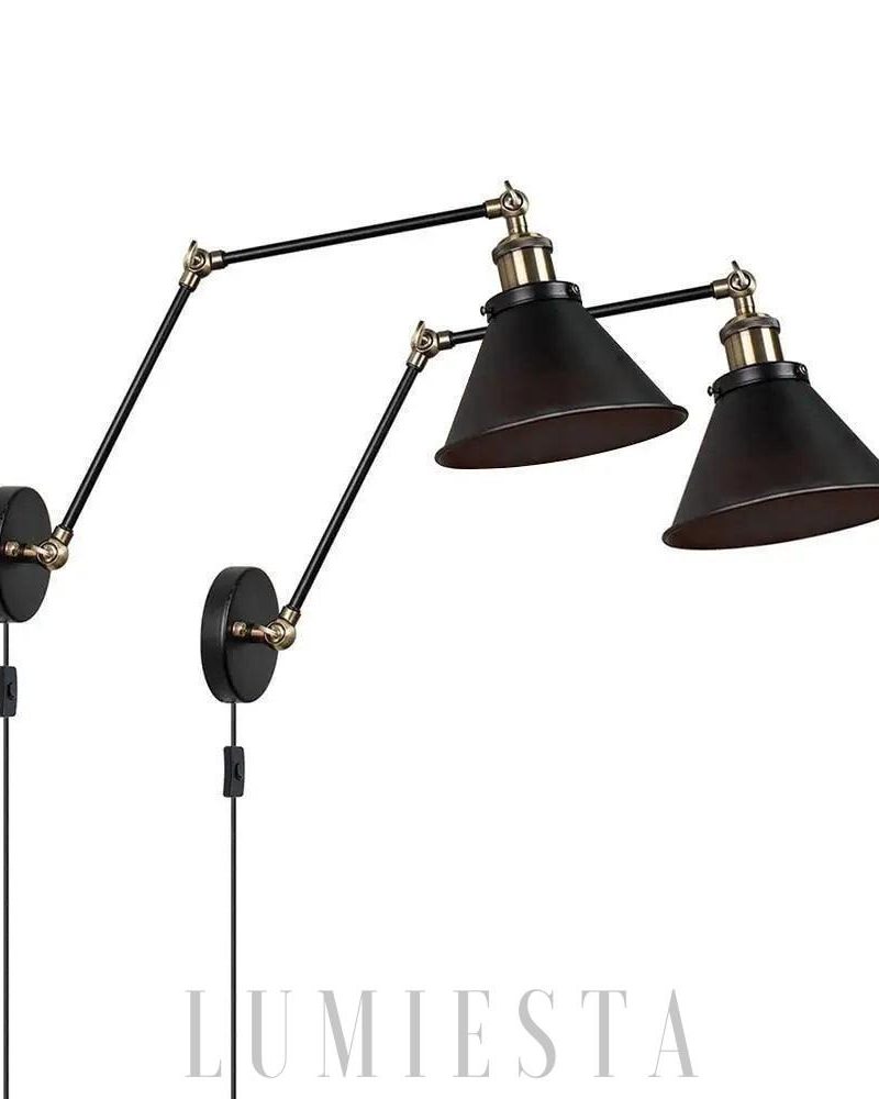 Lampa ścienna z ruchomym ramieniem w industrialnym stylu
