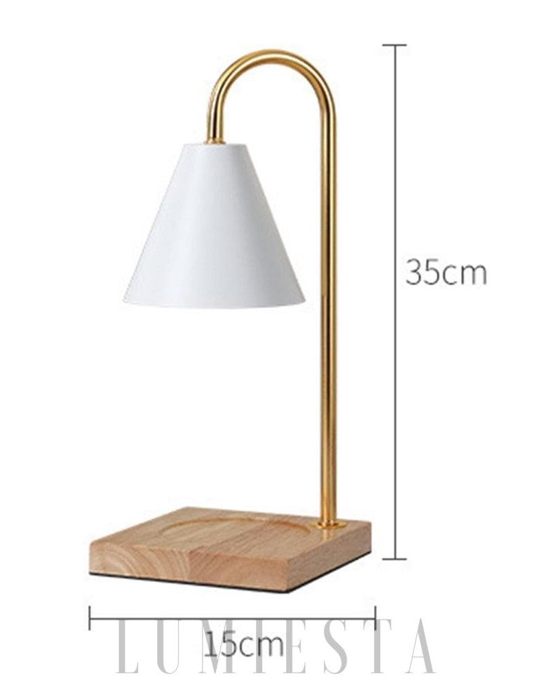Lampka biurkowa w stylu skandynawskim z metalowym kloszem