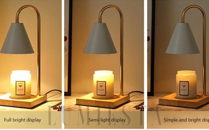 Lampka biurkowa w stylu skandynawskim z metalowym kloszem