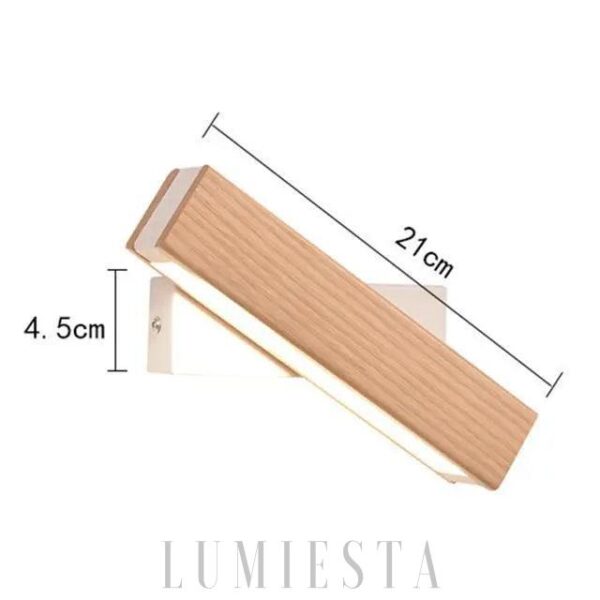 Lampa ścienna LED w stylu skandynawskim drewniana 21cm
