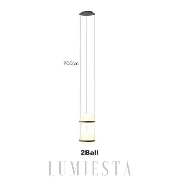 Nowoczesna lampa wisząca w kształcie kuli z czarnym akcentem