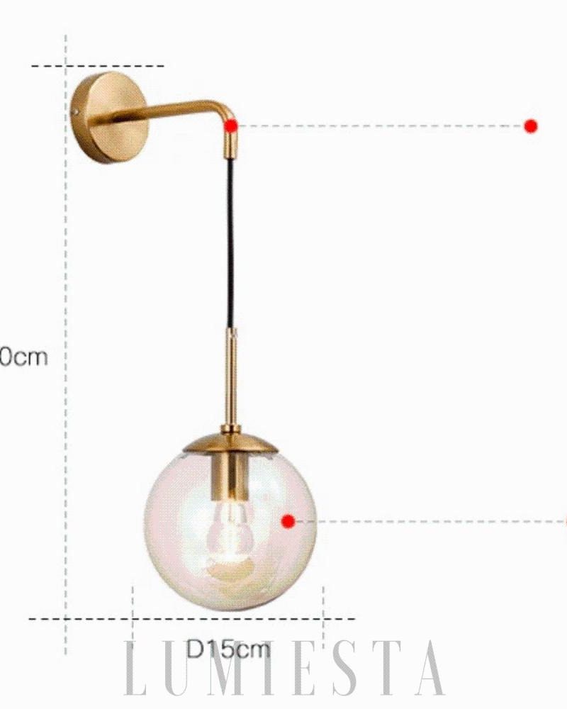 Elegancka wisząca lampa kula ze szkła i metalu
