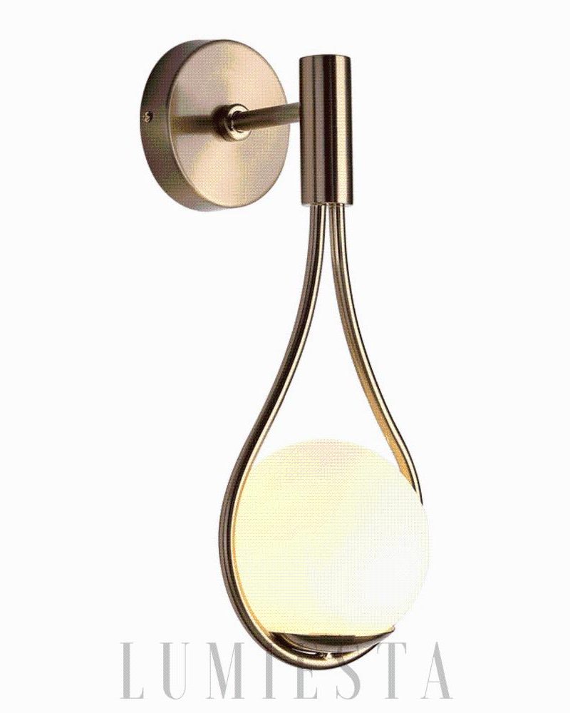 Lampa ścienna w kształcie kropli z okrągłym kloszem