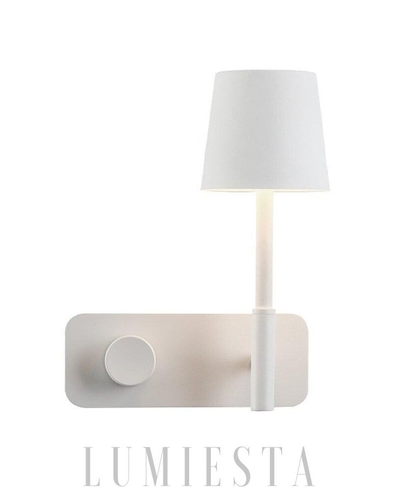 Nowoczesna lampa ścienna biała stylowy detal w sypialni