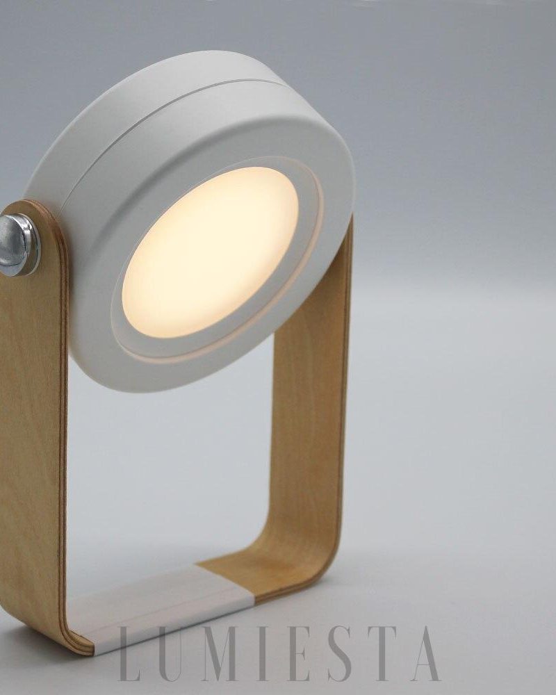 Stylowa lampa stołowa i wisząca z drewna i metalu