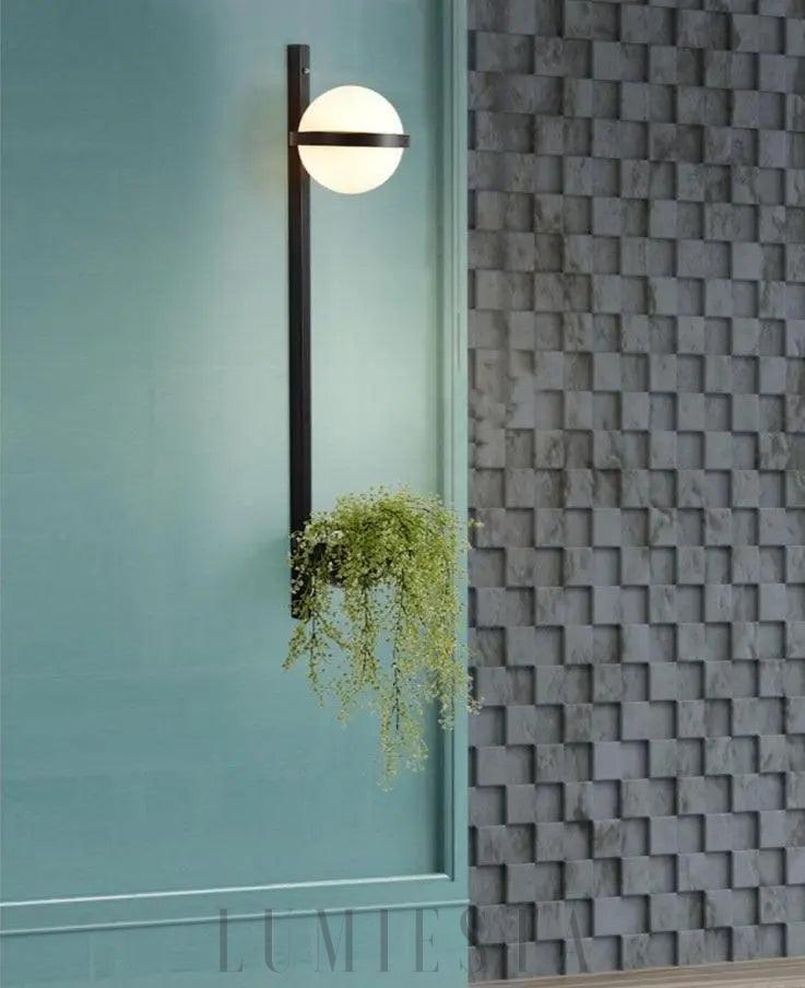 Lampa ścienna okrągła z efektem rośliny styl nowoczesny