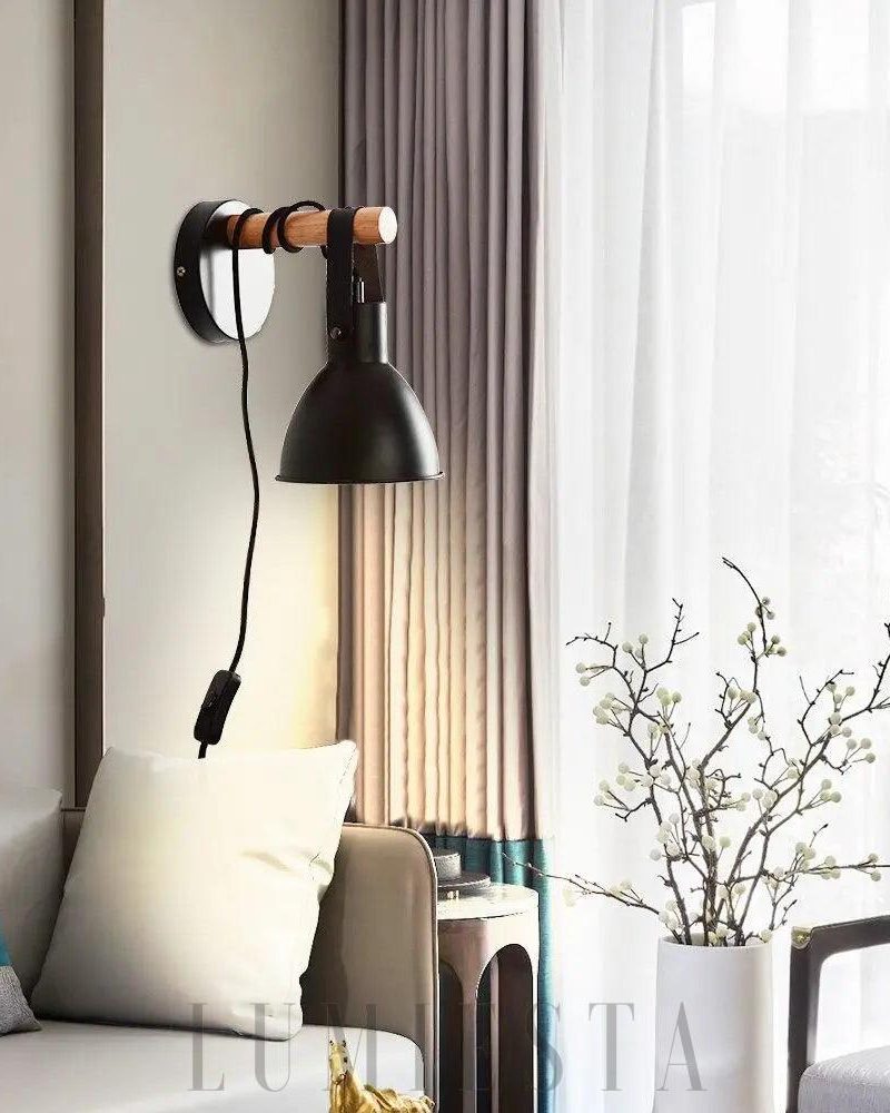 Nowoczesna lampa ścienna czarna z regulowanym kloszem