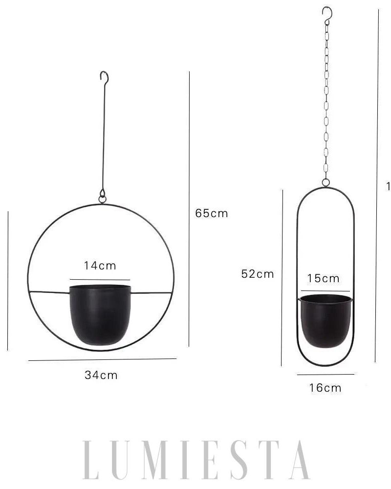 Wiszący kwietnik w stylu minimalistycznym z metalowym stelażem