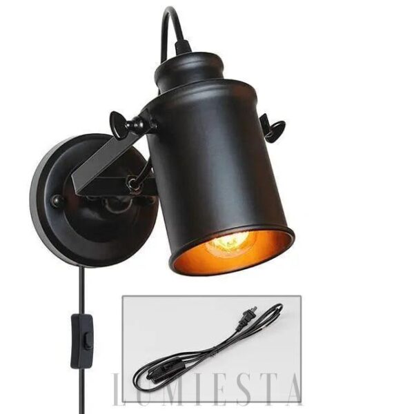 Nowoczesna lampa ścienna z regulowanym kloszem czarna