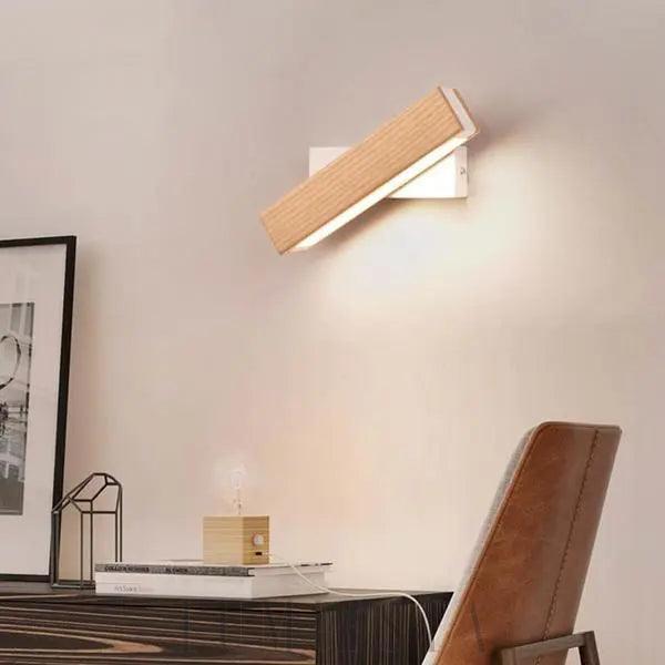Lampa ścienna LED w stylu skandynawskim drewniana 21cm