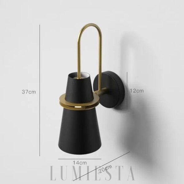Nowoczesna lampa ścienna w czarnym kolorze z złotym akcentem