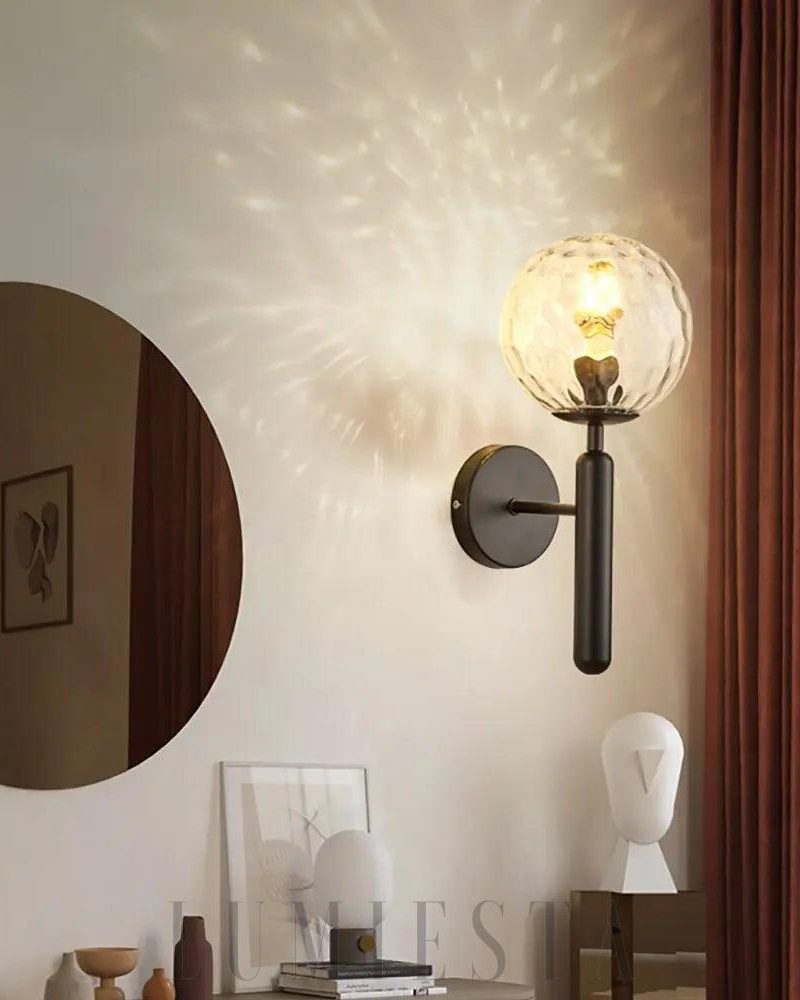 Lampa ścienna okrągła w stylu nowoczesnym czarna lub złota