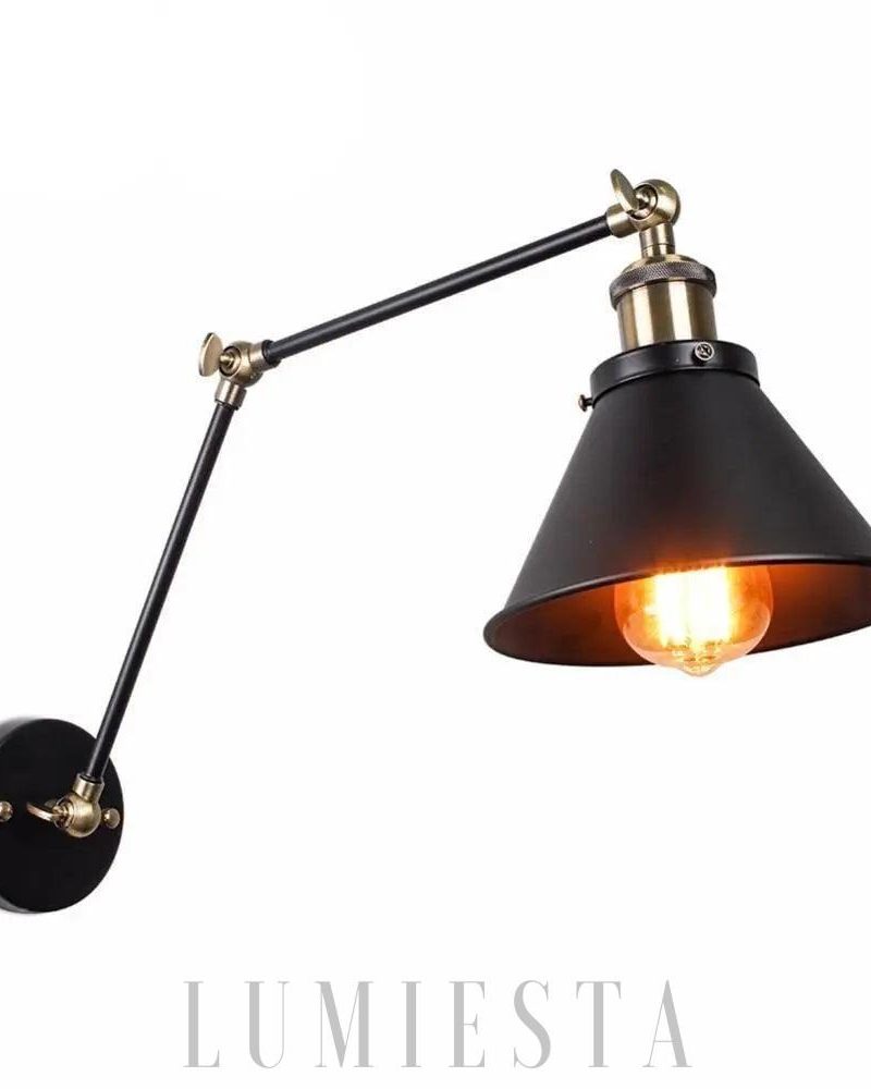 Lampa ścienna z ruchomym ramieniem w industrialnym stylu