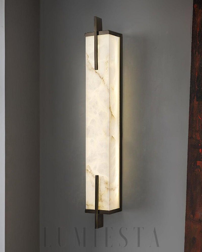 Calliope - lampa ścienna w kształcie prostokąta z alabastru
