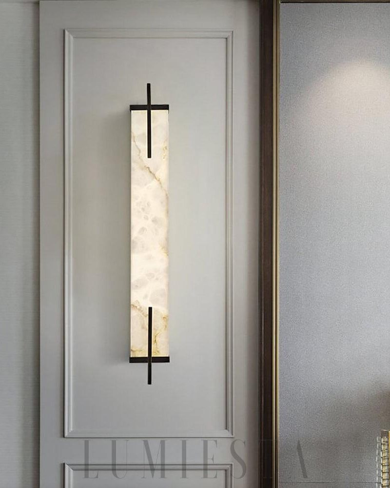 Calliope - lampa ścienna w kształcie prostokąta z alabastru