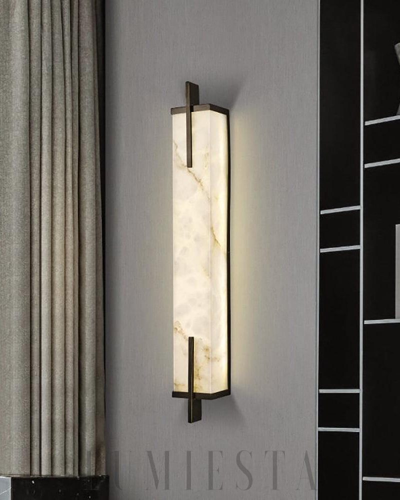 Calliope - lampa ścienna w kształcie prostokąta z alabastru