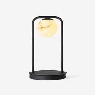 Lampa stołowa Rebirth, czarny i biały alabaster, 20 cm