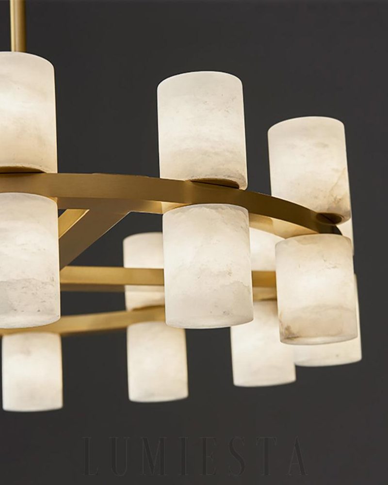 Nowoczesny żyrandol Tabitha Alabaster 60 cm biały mosiądz