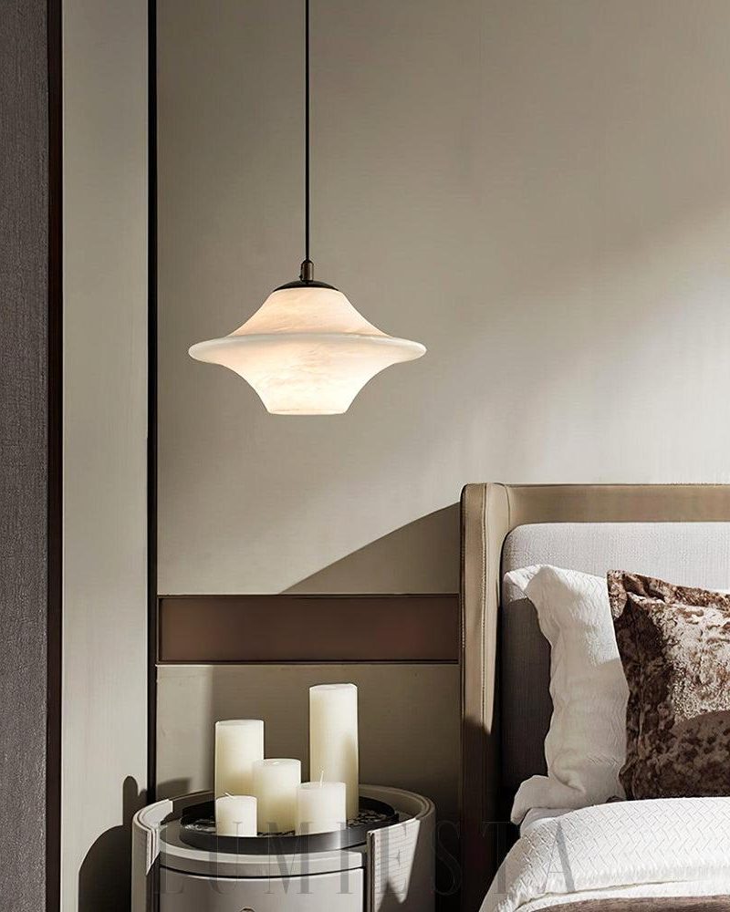 Luksusowa wisząca lampa alabastrowa w kształcie talerza 22cm