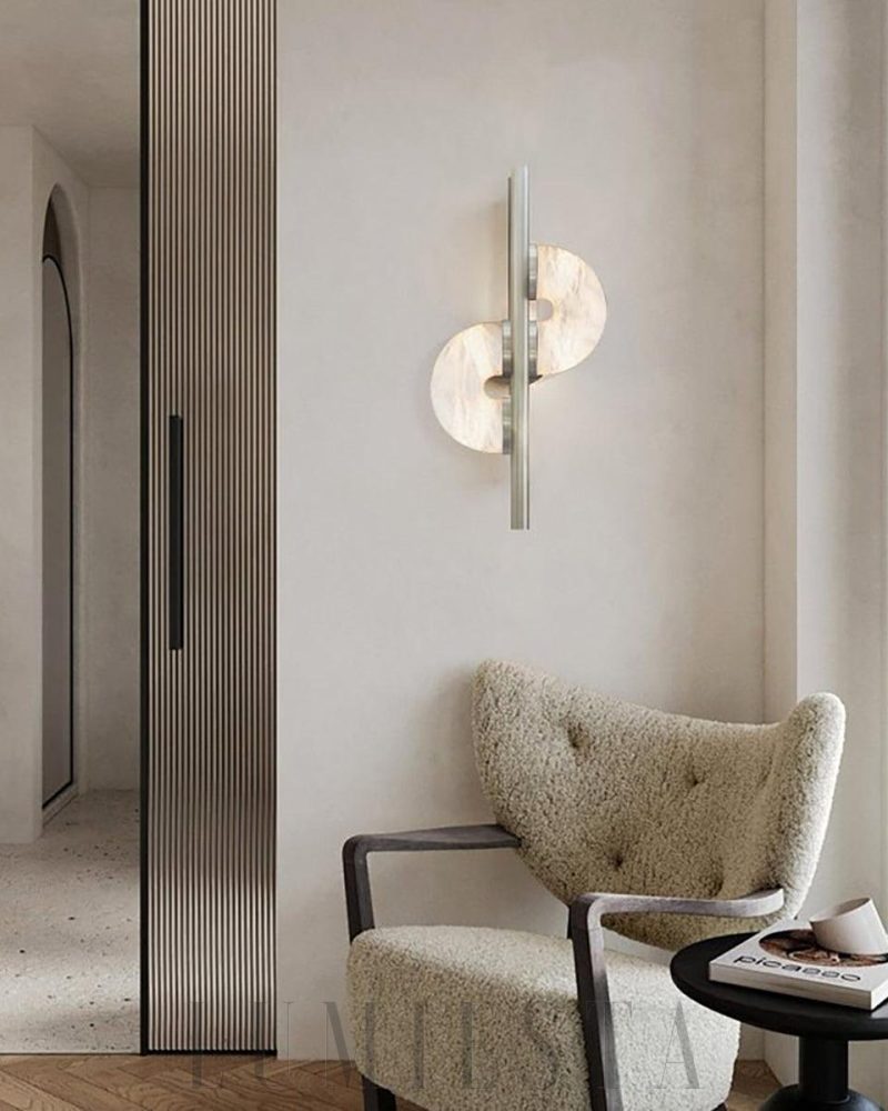 Lampa ścienna Alabaster Dolly z alabastru i metalu 30cm