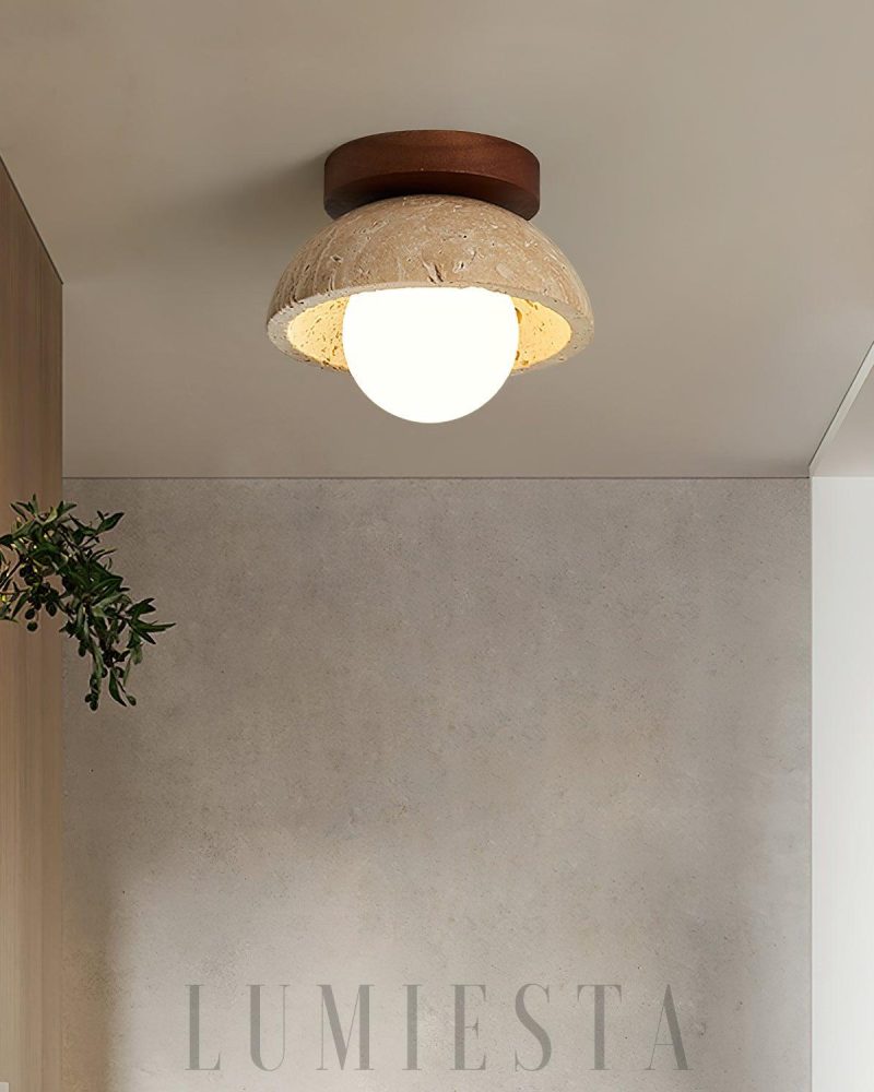 Lampa sufitowa Piedra Travertine w stylu naturalnym 15cm