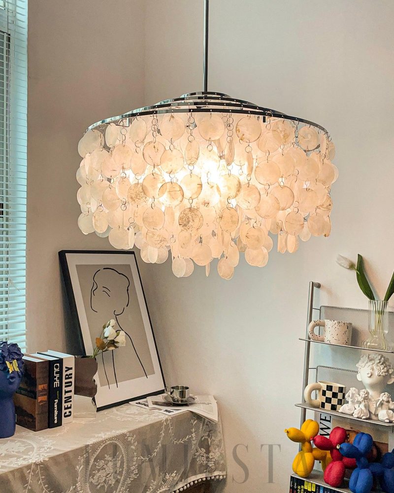 Lampa wisząca muszla w kolorze złotym lub chromowanym