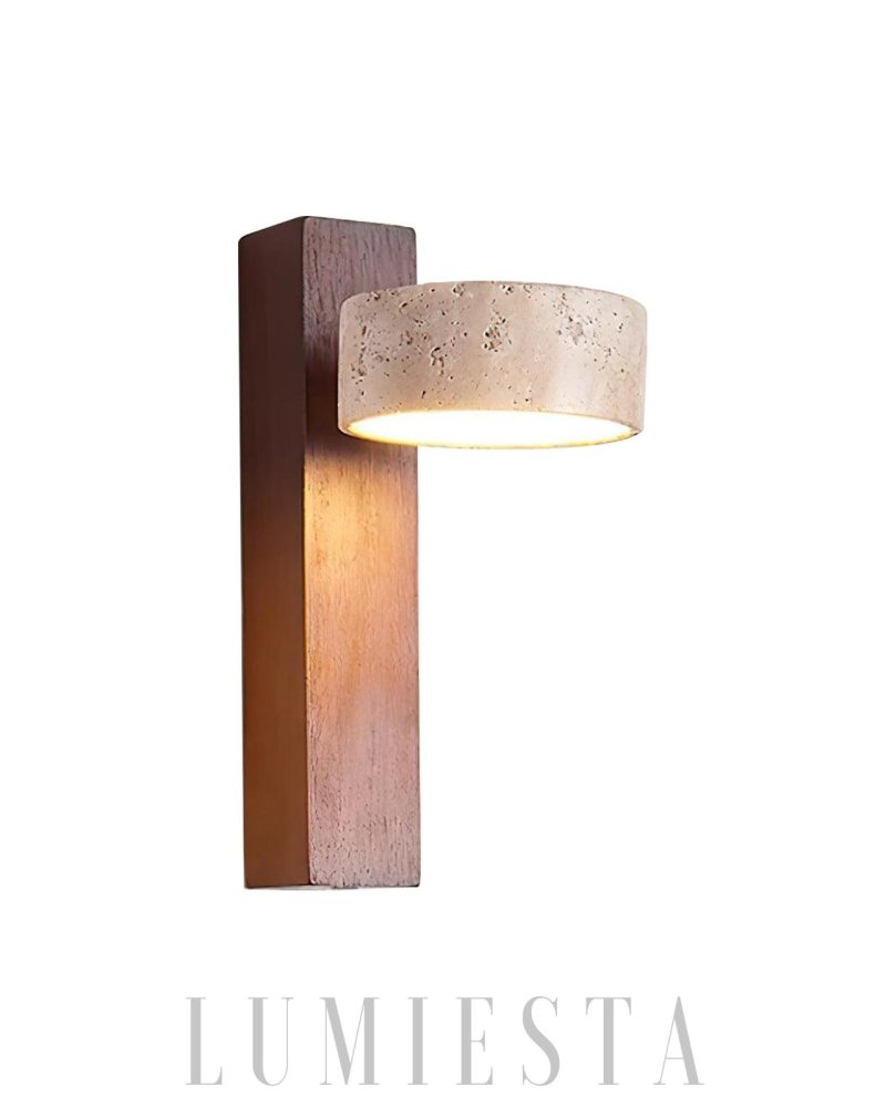 Lampa ścienna Grove Beam z travertynu i drewna 10cm 23cm