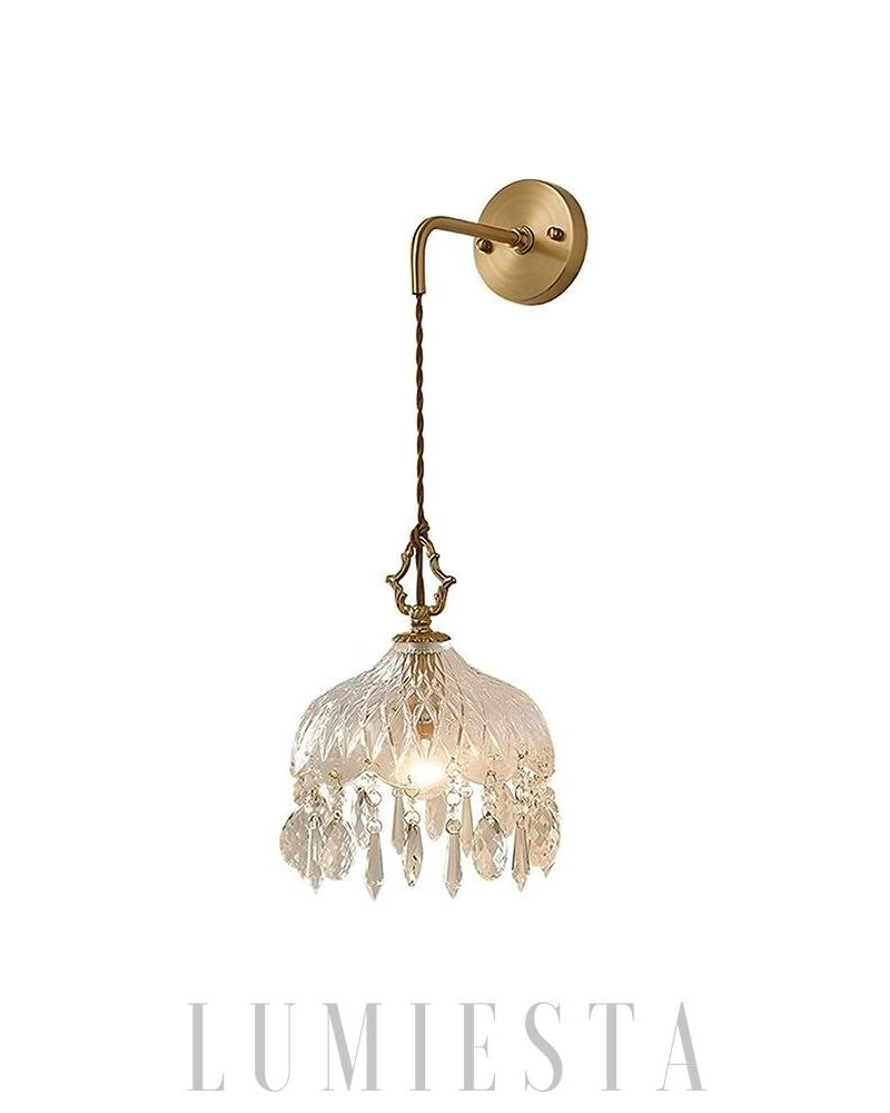 Lampa ścienna Alshamal szklana w stylu retro miedź kryształ