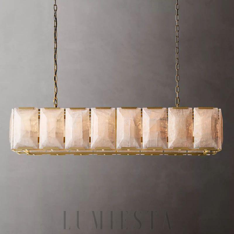 Lampa wisząca Harson Calcite prostokątna 54 cali mosiądz czarny stal