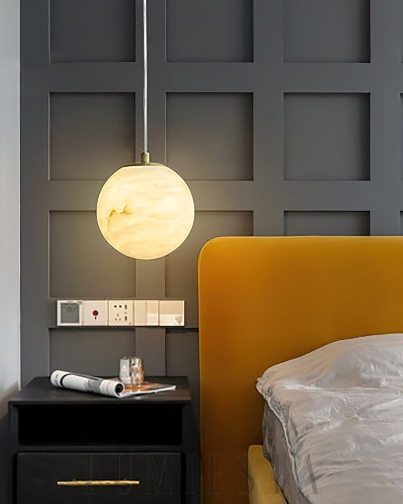 Lampa wisząca Sphaera z alabastru w formie kuli 10 12 15cm