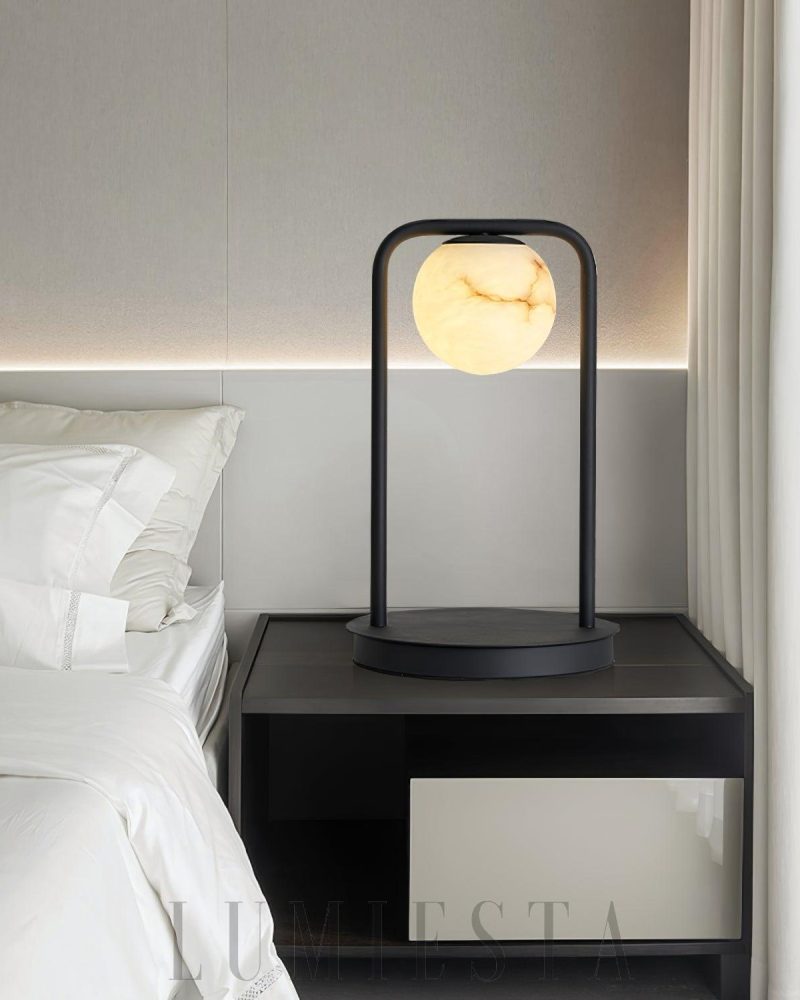Lampa stołowa Rebirth w czarnym i białym alabastrze 20cm