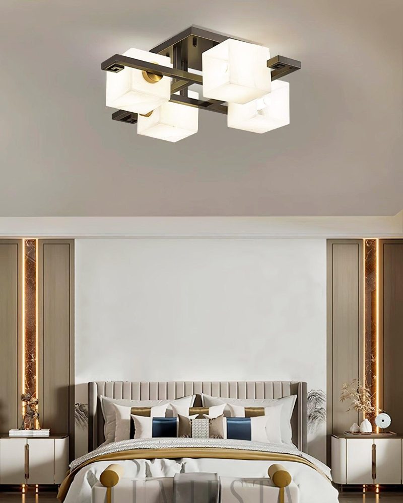 Lampa sufitowa Alabaster w stylu kubistycznym czarna i biała