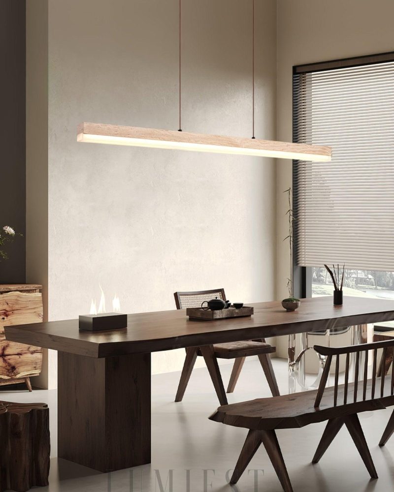Lampa wisząca Linear Ecliptic z travertynu w nowoczesnym stylu