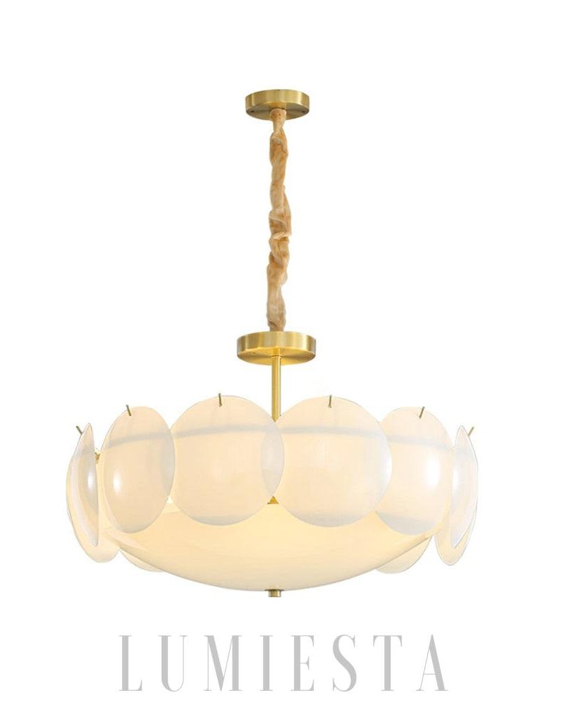Lampa sufitowa Selene w stylu mosiężnym z szklanym kloszem