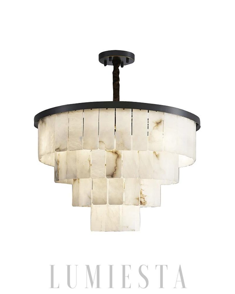 Cascada Elegante - lampa wisząca z alabastru w białym kolorze