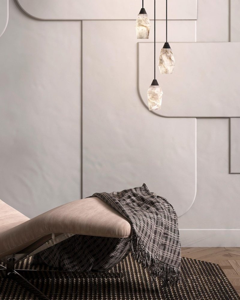 Lampa wisząca TEN MA DO z alabastrowym kloszem 12cm