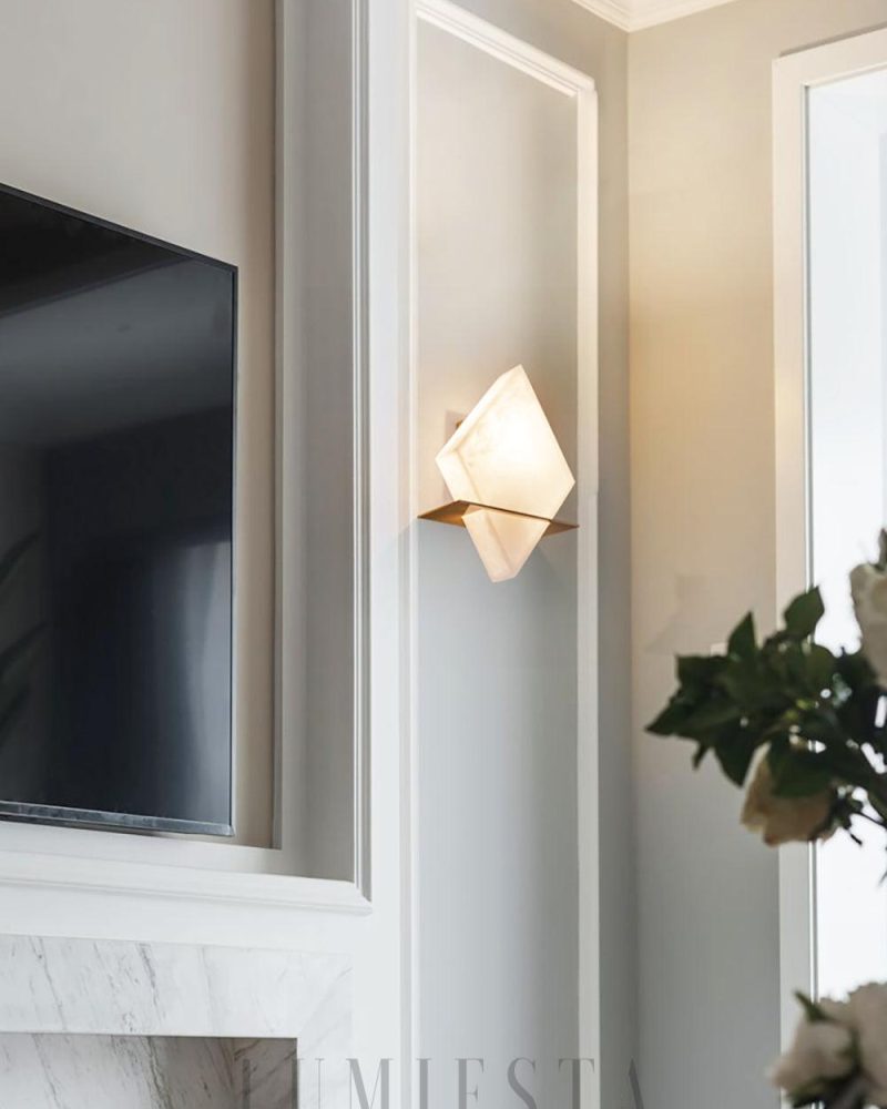 Lampa ścienna Rhombus z alabastru w stylu nowoczesnym 20cm