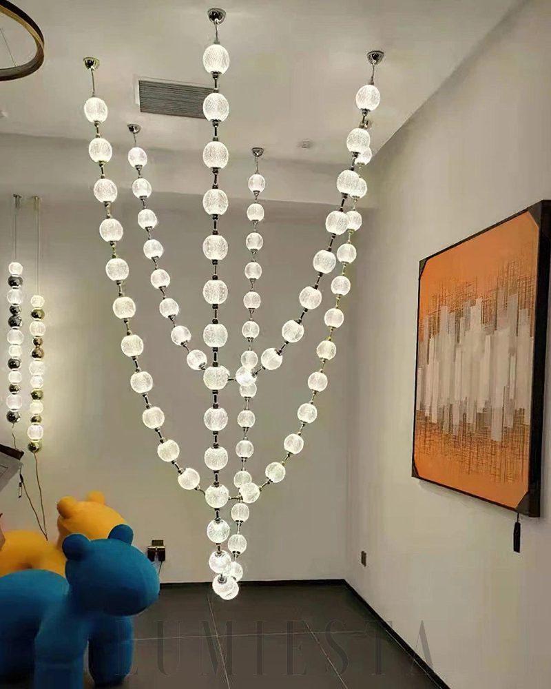 Lampa wisząca Afralia z kulkami chromowymi 14 20 23 32 40 55