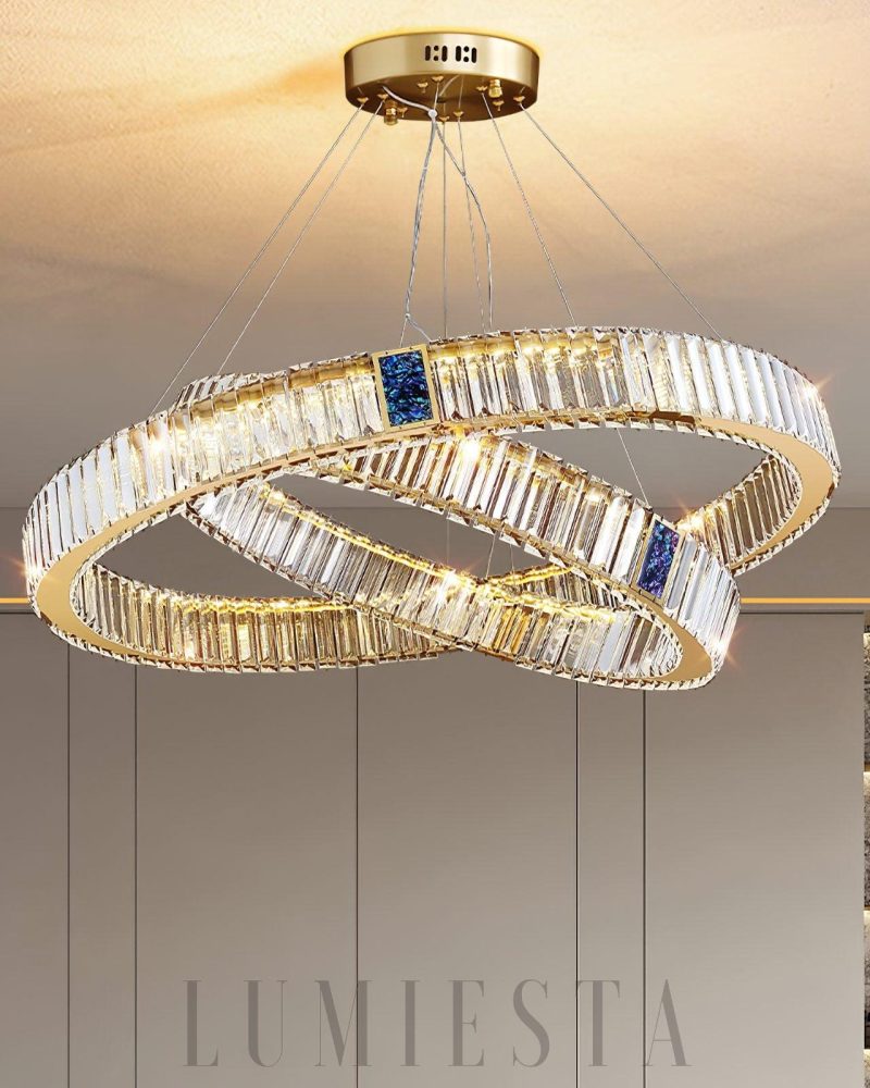 Lampa wisząca Roman Ring złoty kryształowy żyrandol 40 60 80 100 cm