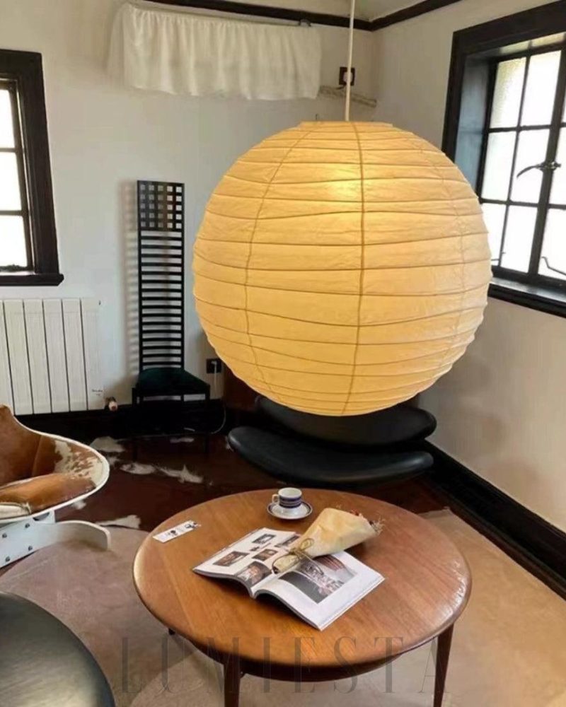 Lampa wisząca Akari 55D 75D w białym kolorze z bambusa