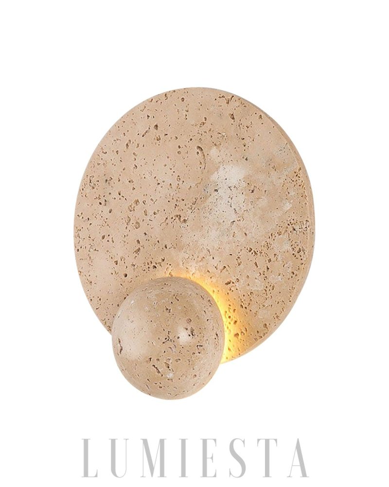 Lampa ścienna okrągła z trawertynu w stylu boho 22cm